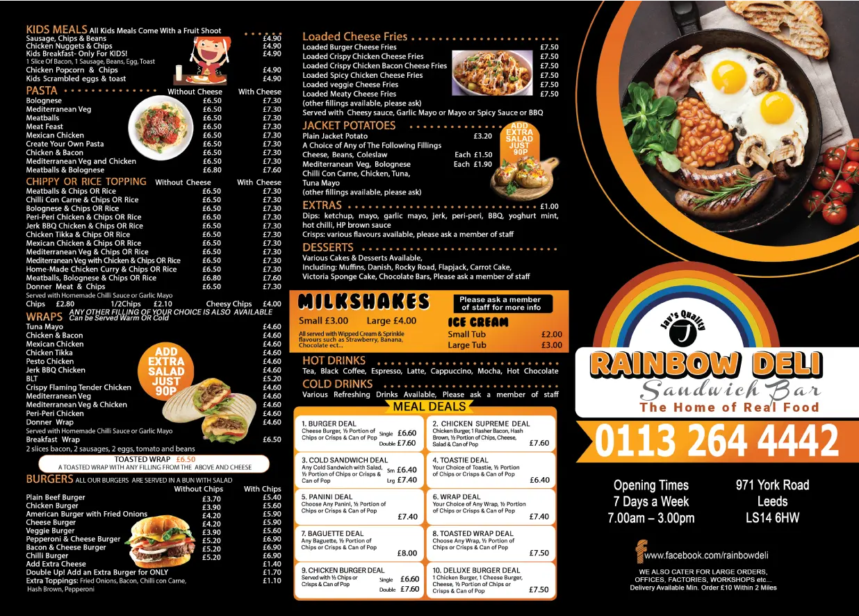 Rainbow Deli Menu Page 1