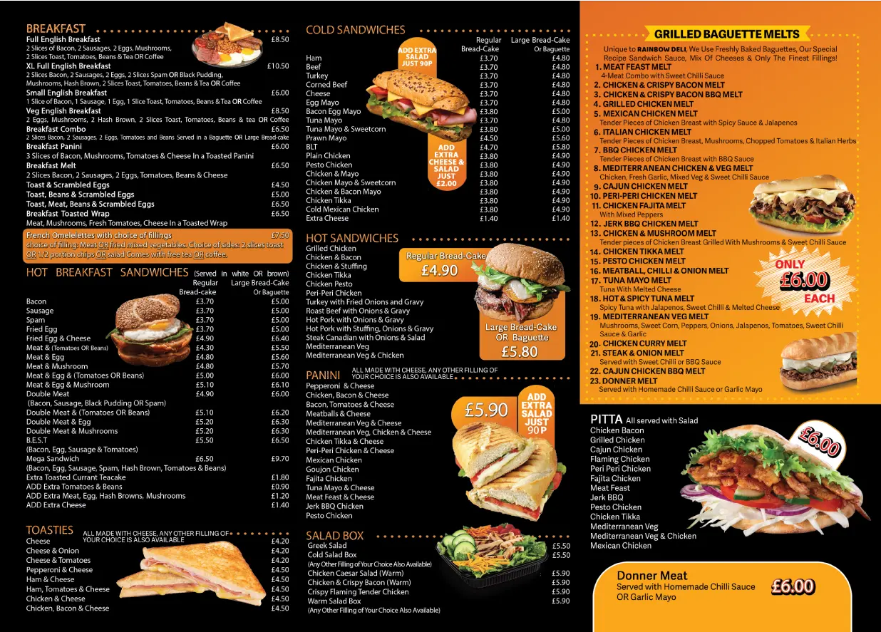 Rainbow Deli Menu Page 2